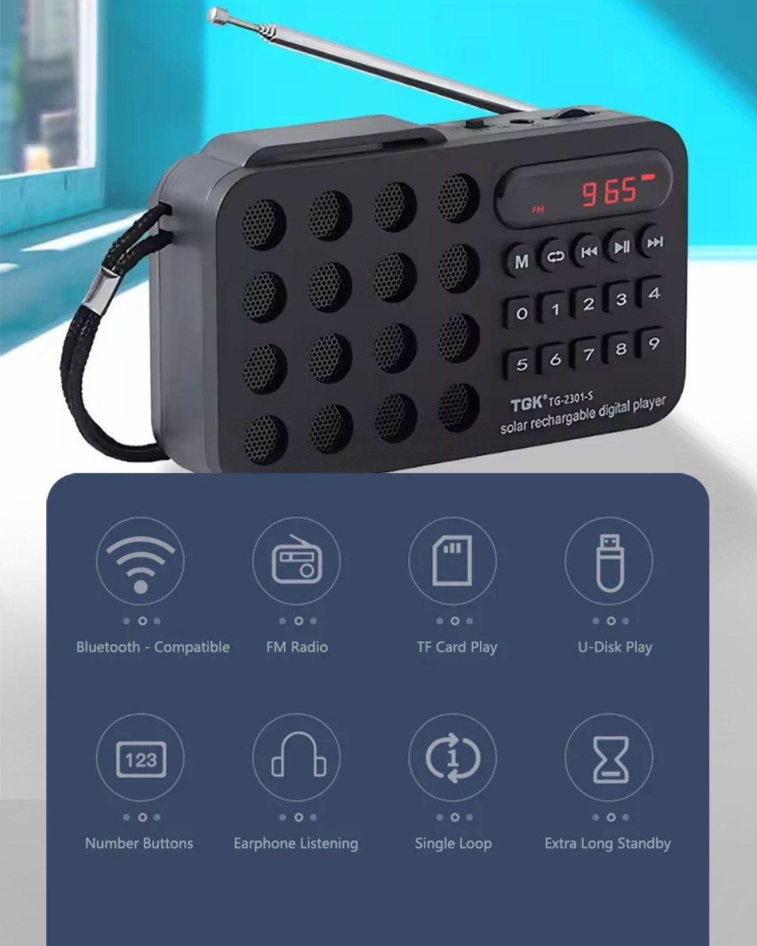Portable FM Radio with Solar Charging - The Survivors Club